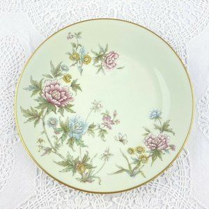 Noritake Salad Plate Japan Troubadour 8226 W 80 Gold Trim Flowers Green 8.25"